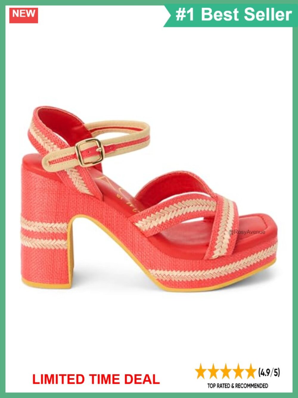 Platform Sandals with Raffia Upper and Ankle Strap
